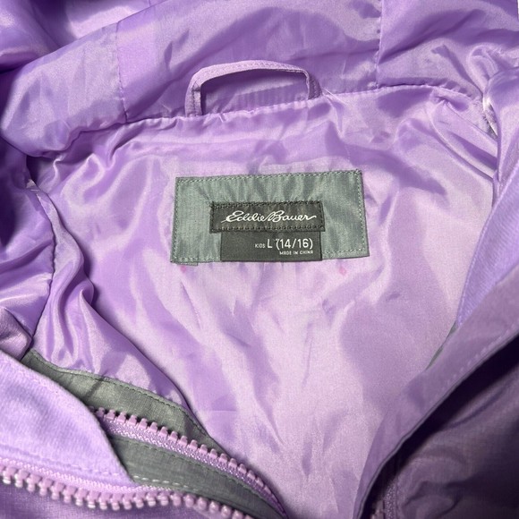 Eddie Bauer Purple & Gray Full Zip Hooded Windbreaker Jacket Youth Size Large - Picture 4 of 6